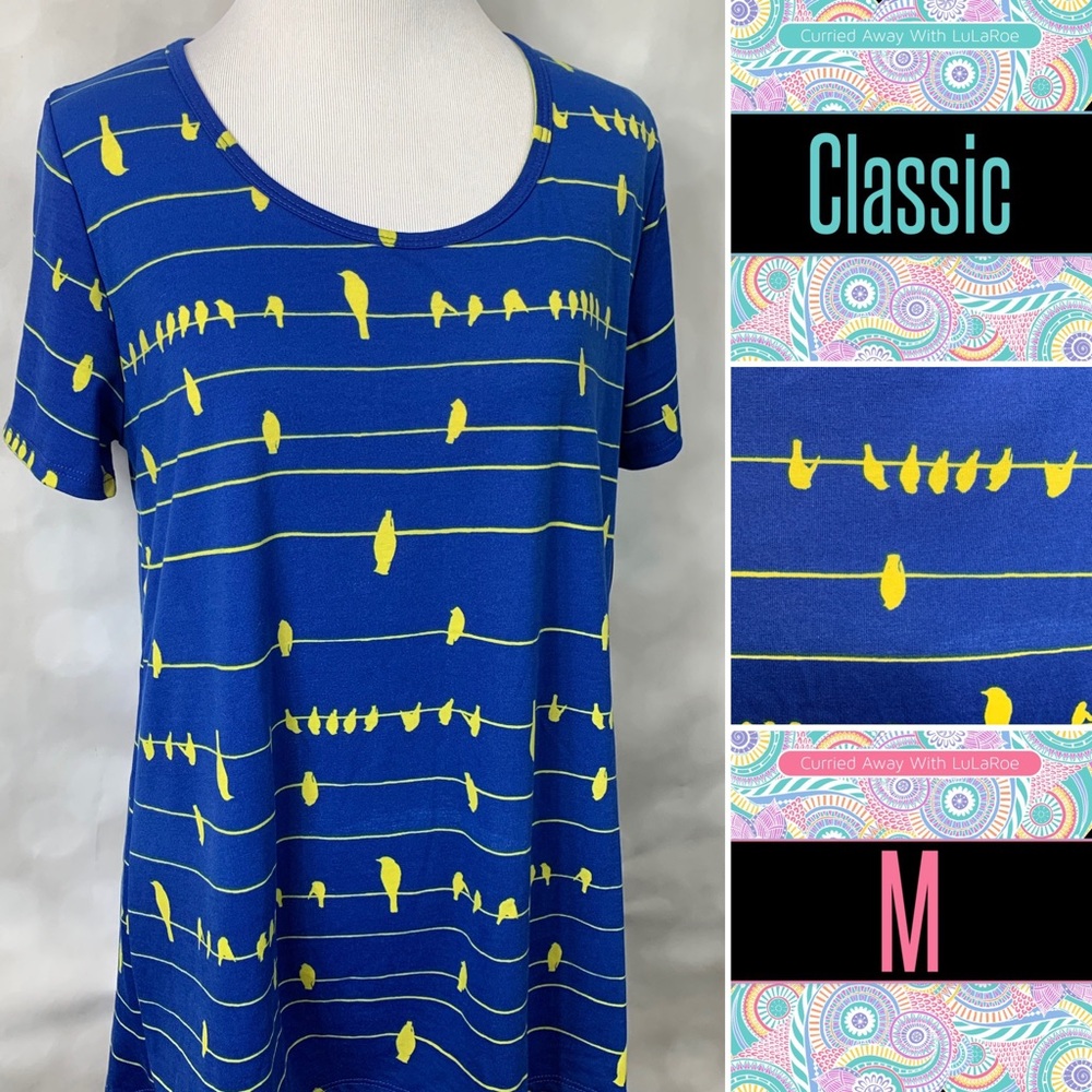 LuLaRoe Birds On Wire Classic Tee Vintage Print
